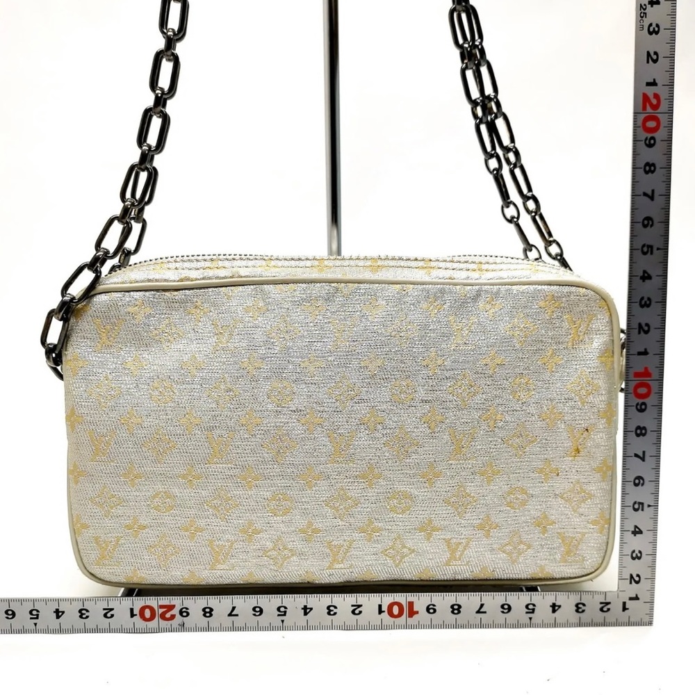 Authentic Louis Vuitton Mini Lin Silver Gold Monogram Bag, Dust Bag Incl. - Picture 3 of 13